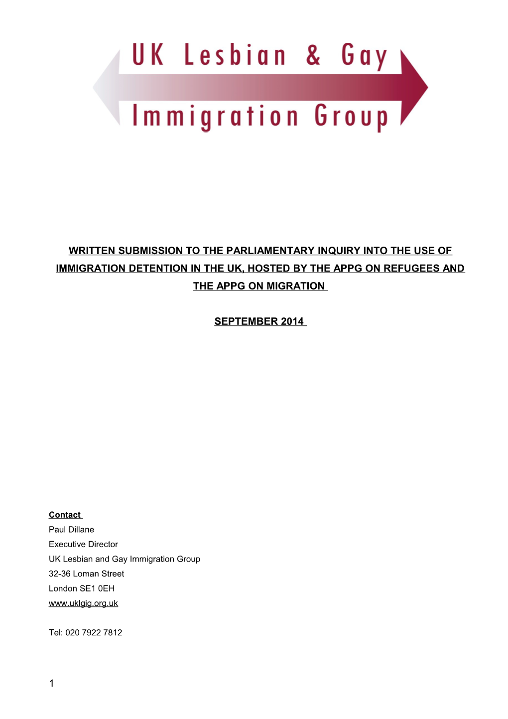 Written Submission to the Parliamentary Inquiry Into the Use of Immigration Detention