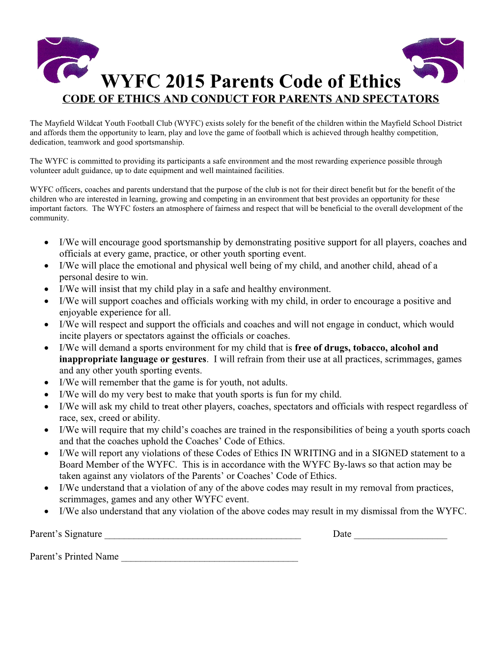 WYFC Code of Ethics
