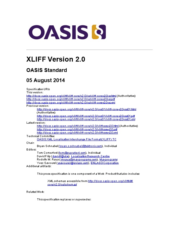 XLIFF Version 2.0