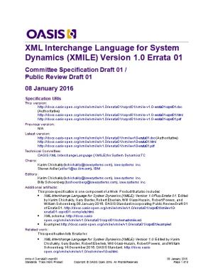 XML Interchange Language for System Dynamics (XMILE) Version 1.0 Errata 01
