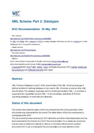 XML Schema Part 2: Datatypes