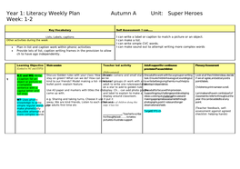 Year 1: Literacy Weekly Plan Autumn a Unit: Super Heroes Week: 1-2