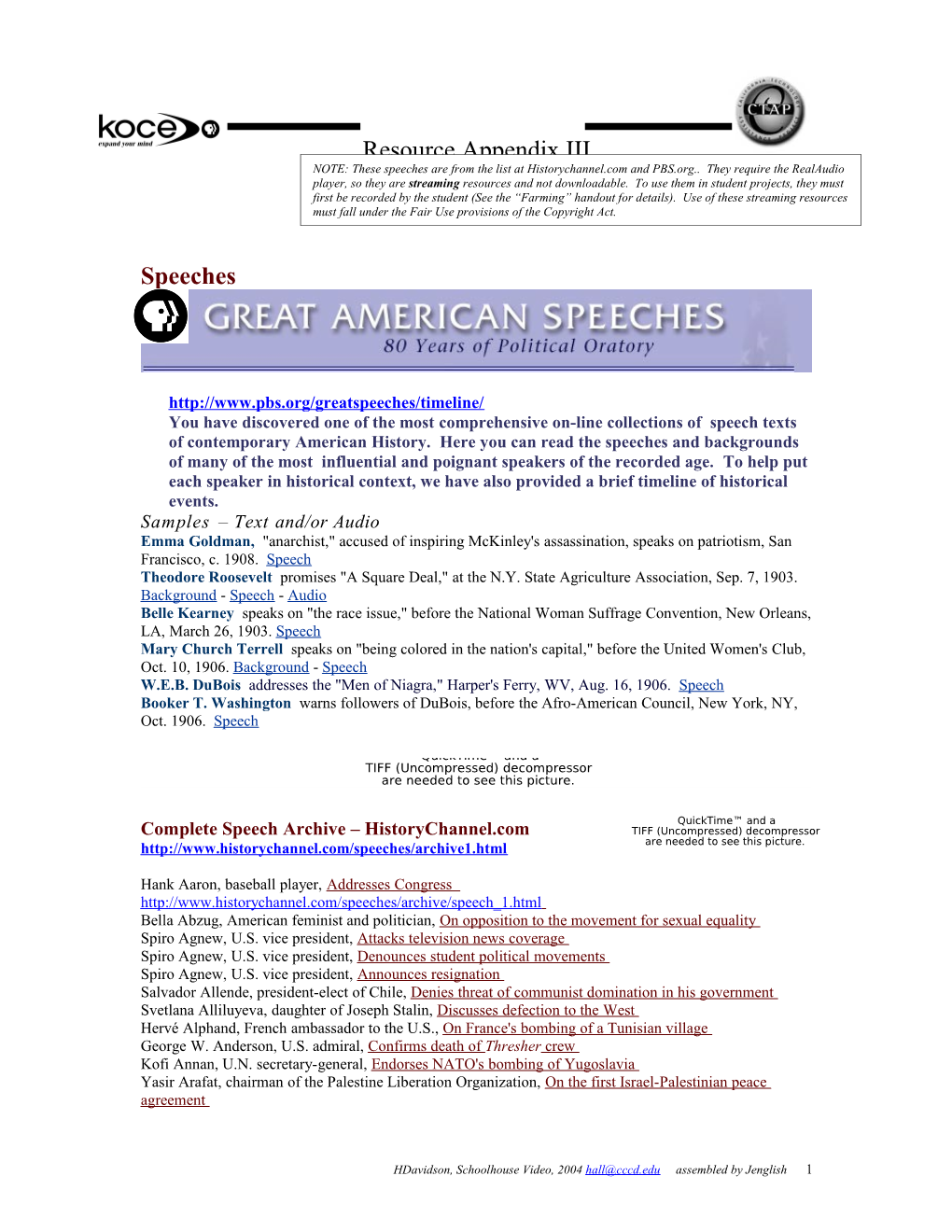You Have Discovered One of the Most Comprehensive On-Line Collections of Speech Texts
