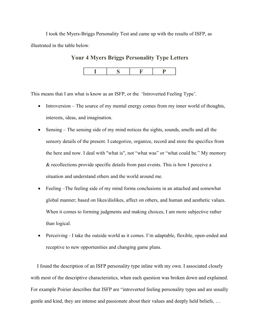 Your 4 Myers Briggs Personality Type Letters