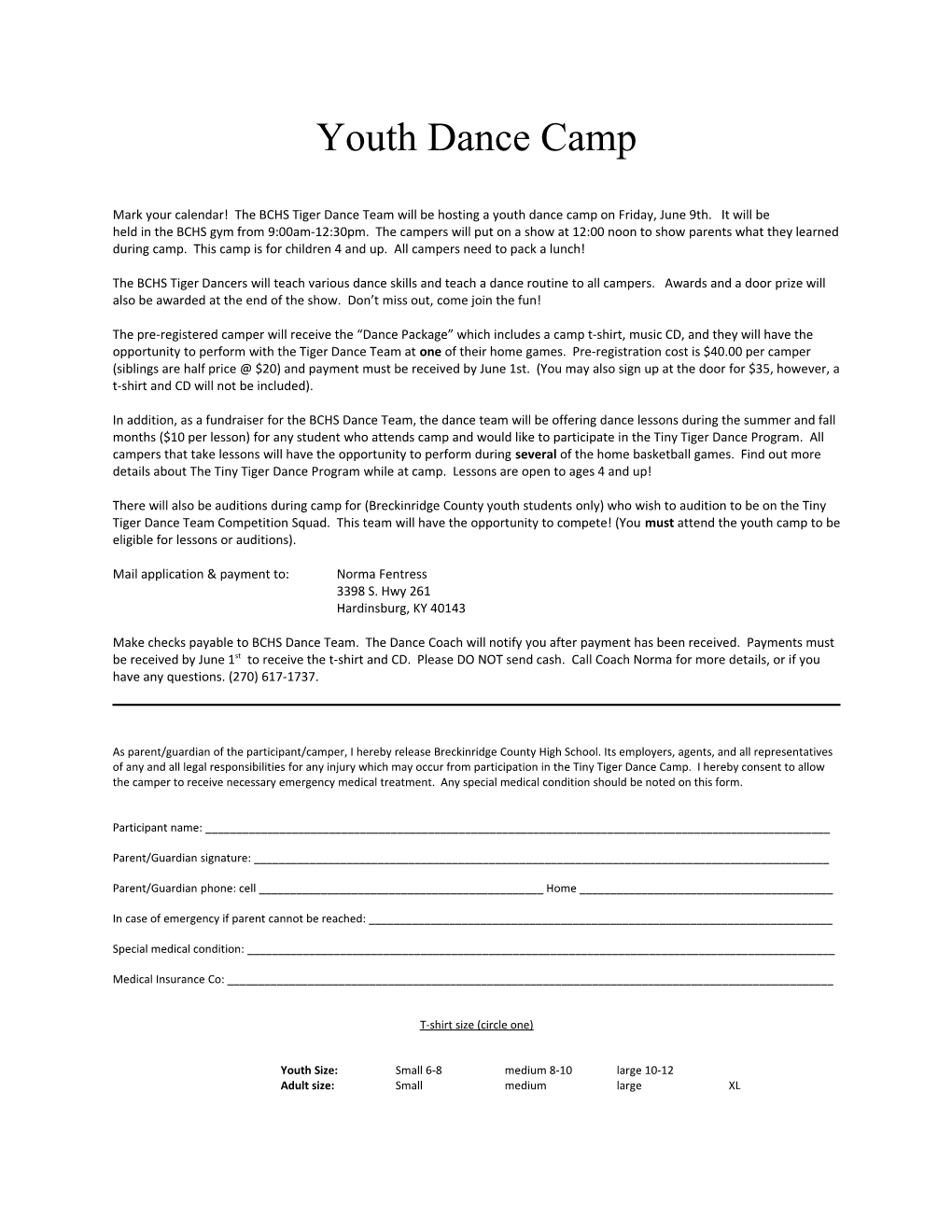 Youth Dance Camp