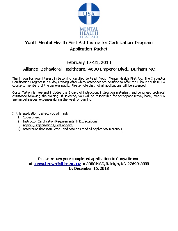 Youth Mental Health First Aid Instructor Certification Program
