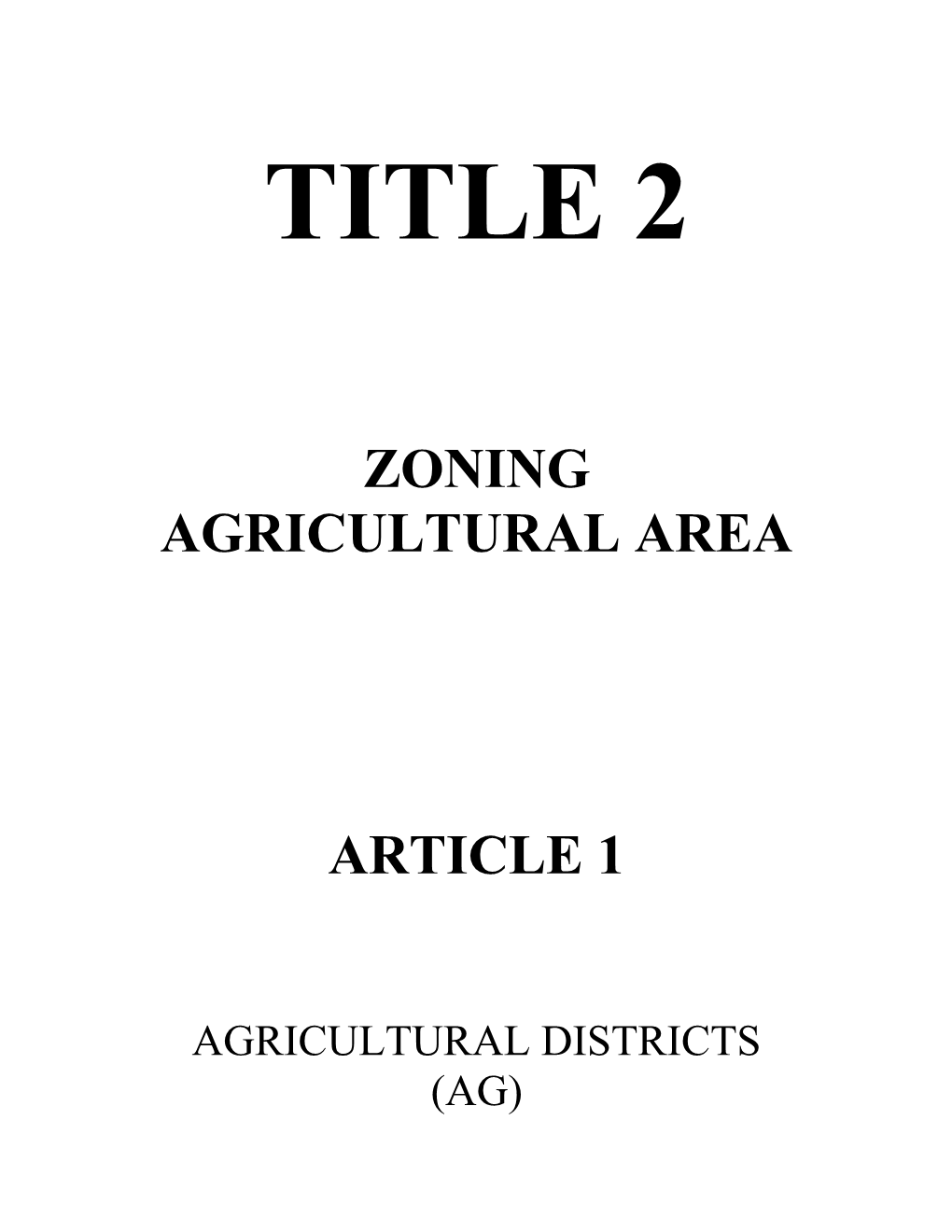 Zoning Agricultural Area