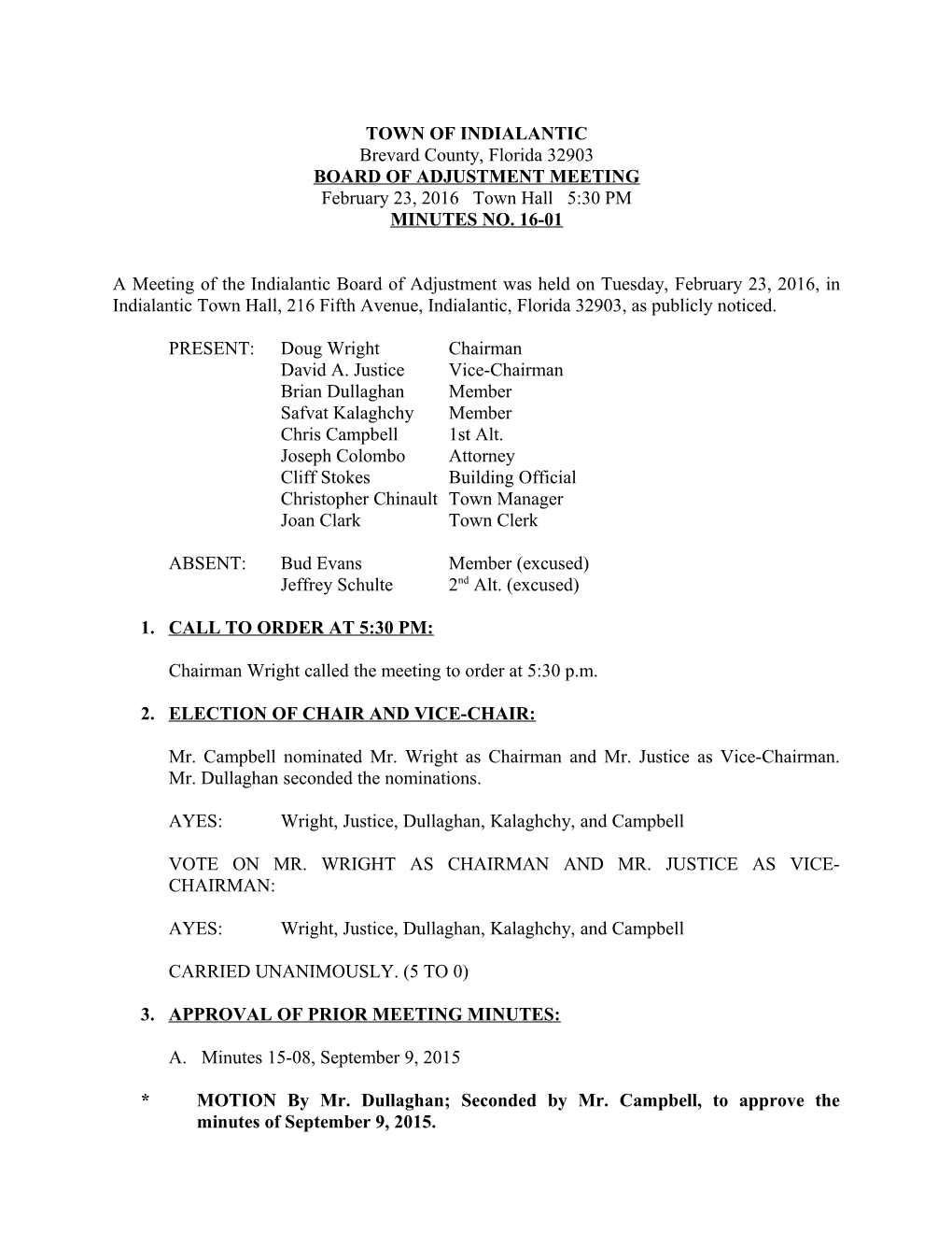 Zoning and Planning Board Minutes February 23, 2016